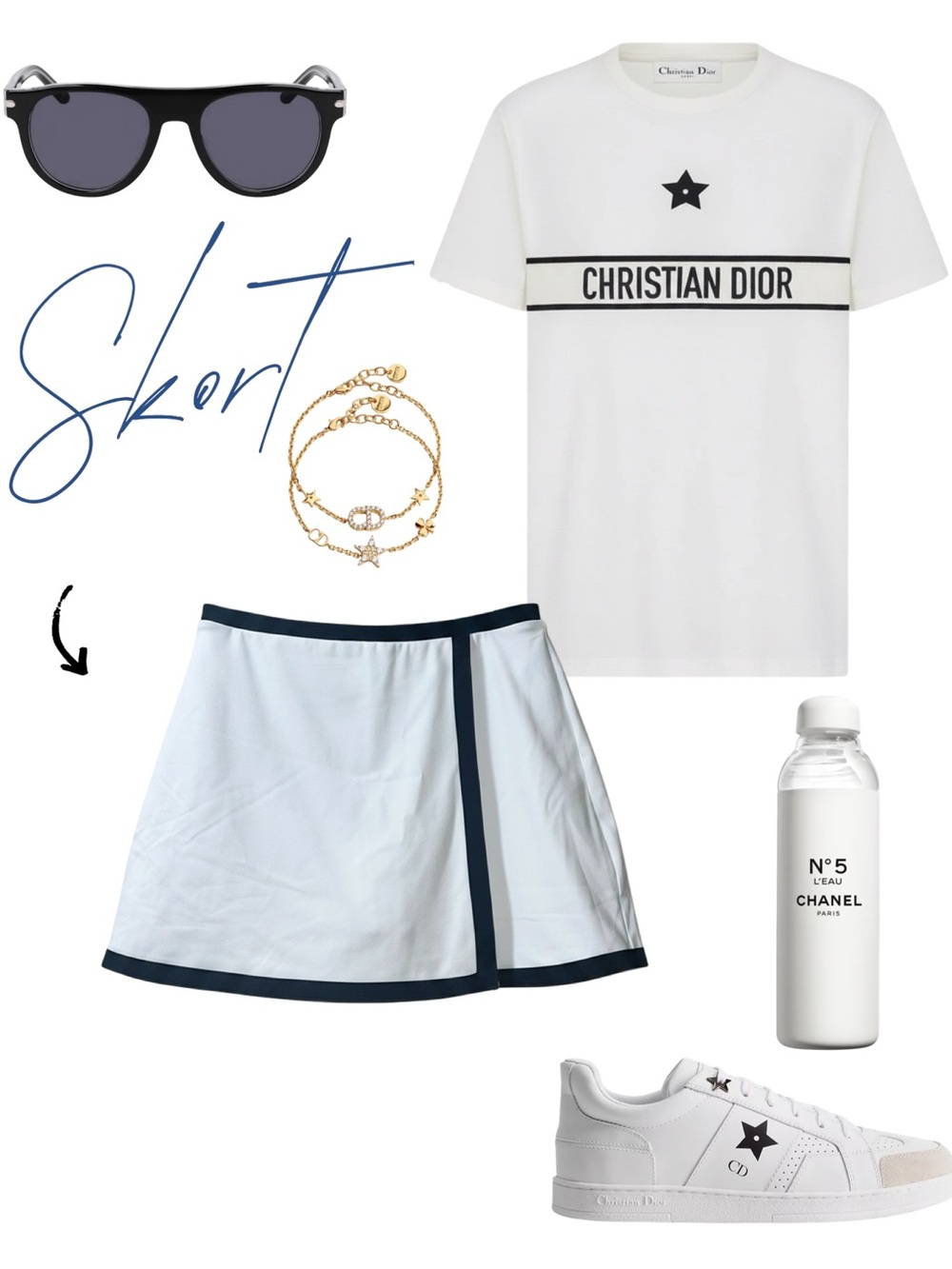 J. Crew White & Black Skort